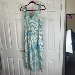 Anthropologie Ottod'Ame Aqua White Sundress Size 4